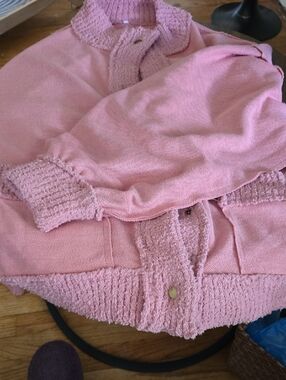 Cozy Pink Textured Knit Cardigan